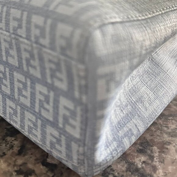 Fendi Baby Blue Zuchinno Coated Canvas Small Tote - Picture 6 of 12